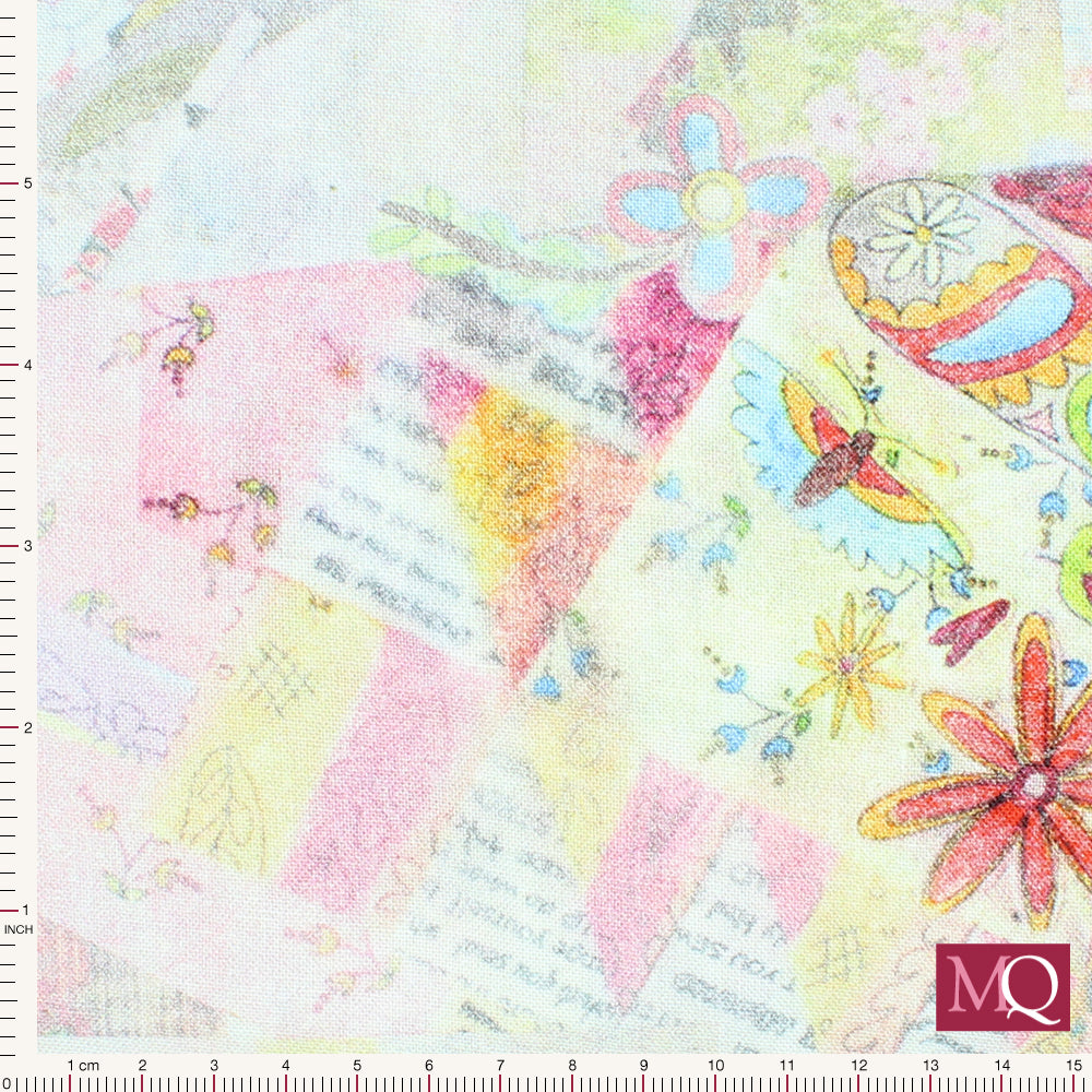 Extra Wide 108" Windham Fabric -Multi New Vintage by Laura Heine - £24.00 metre ( £12.00per 1/2m)
