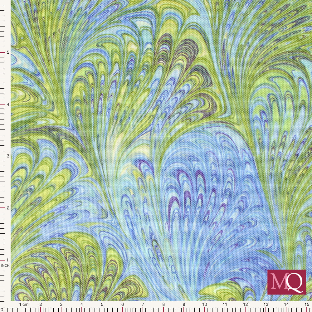 Flower Festival from Benartex -Pale Blue Swirl FanReduced NOW £10m