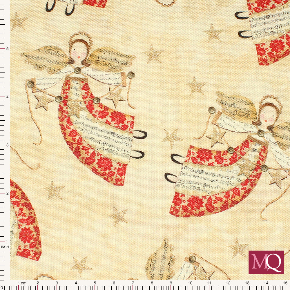 White Christmas by Jessica Flick for Benartex - Angels Tan Reduced NOW £7.00m