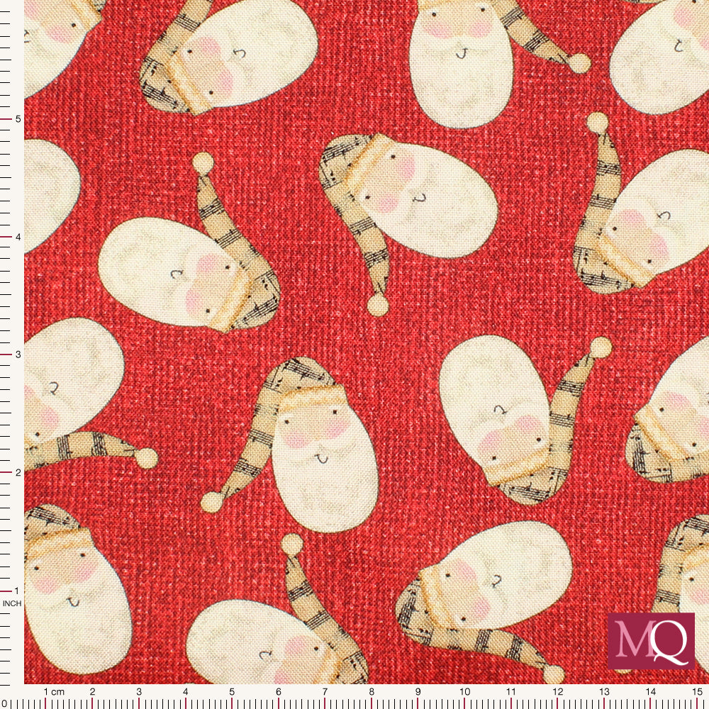 White Christmas by Jessica Flick for Benartex -Tossed Santa Red Reduced NOW £7.00m
