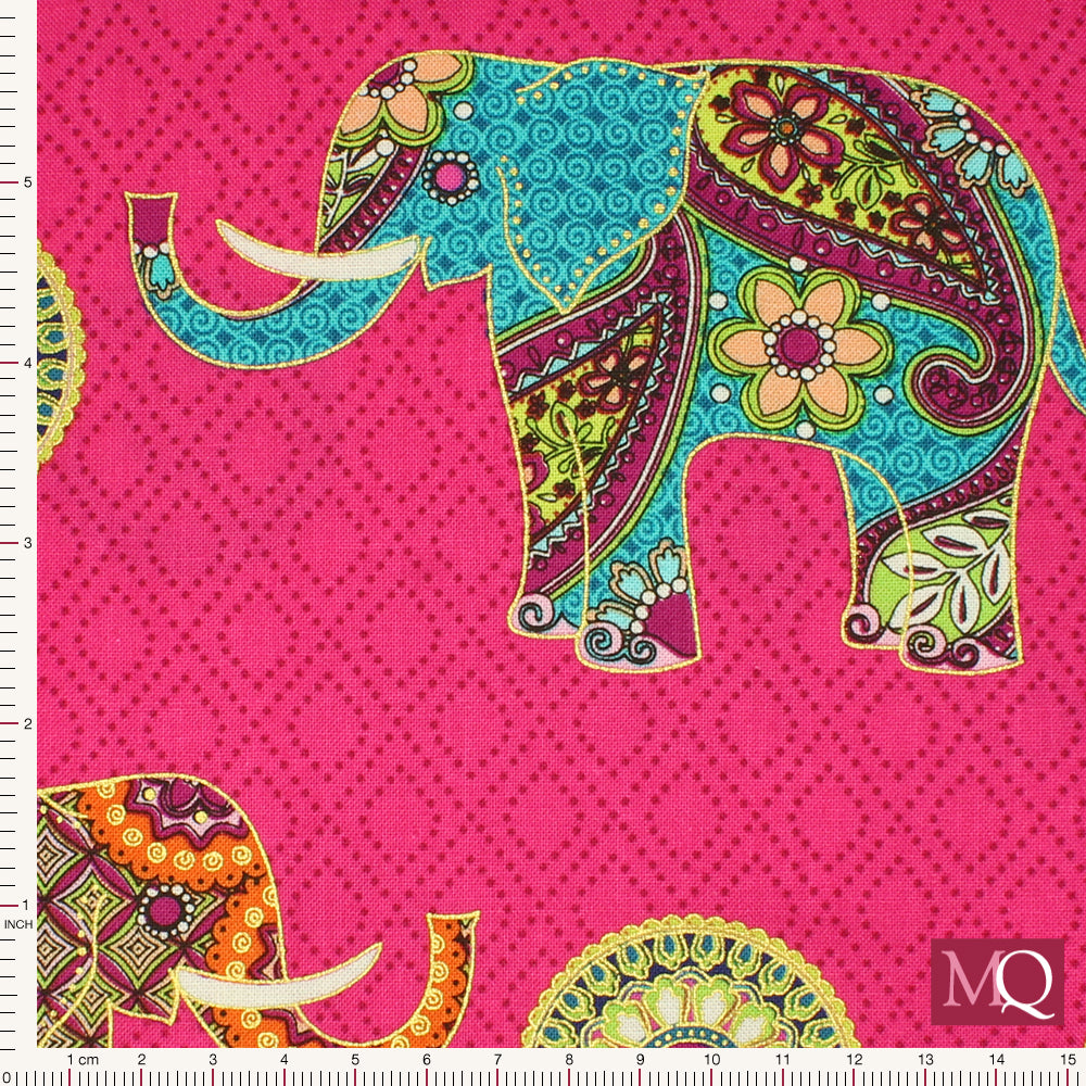 Return to Hope by Painted Sky Studio for Benartex -Elephant Wonder Fushia Reduced NOW £10m