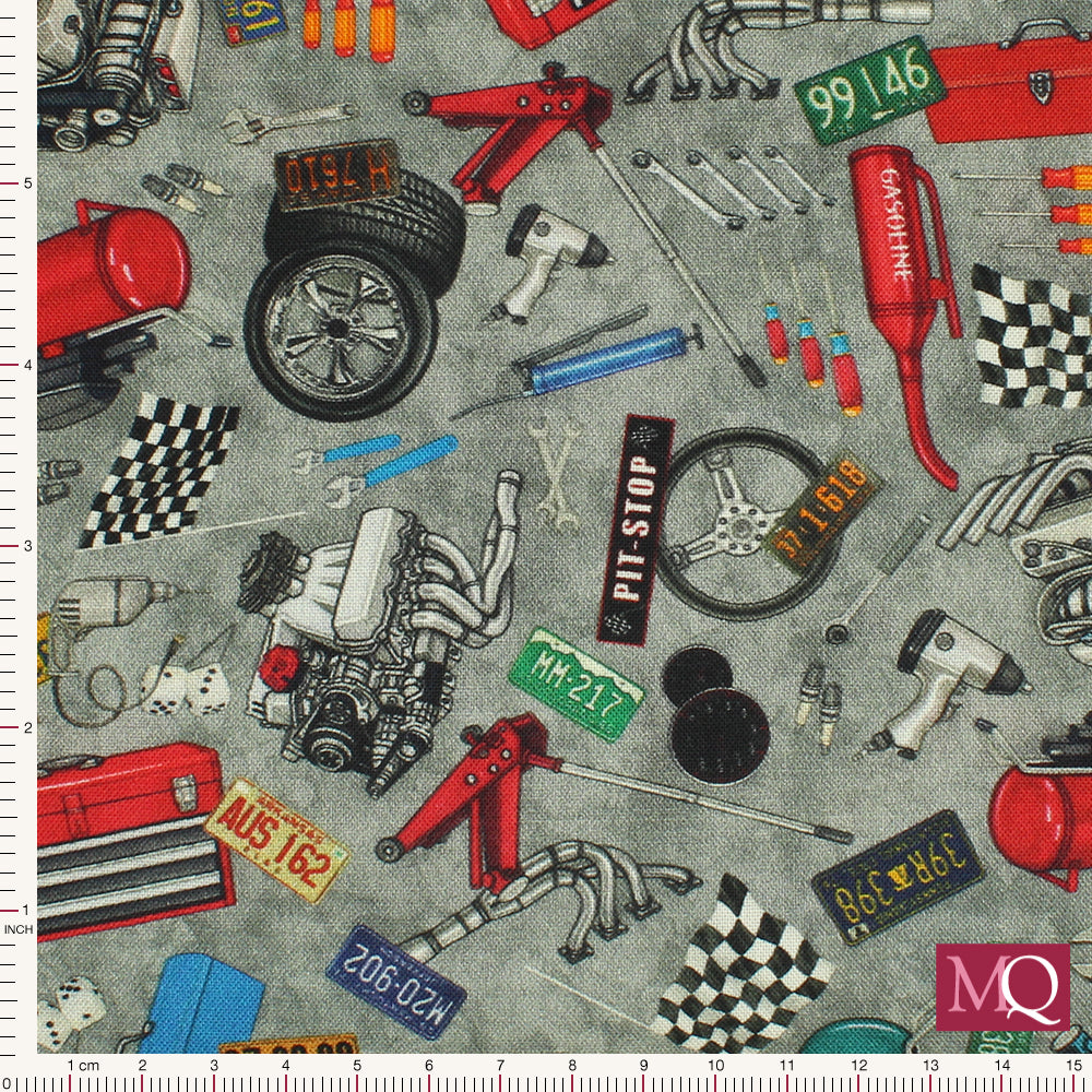 Streets of Fire by Dan Morris for QT Fabrics - Garage in Grey