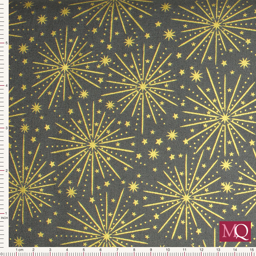 Honey Bee by Lewis and Irene - Gold Metallic Star Burst on Grey