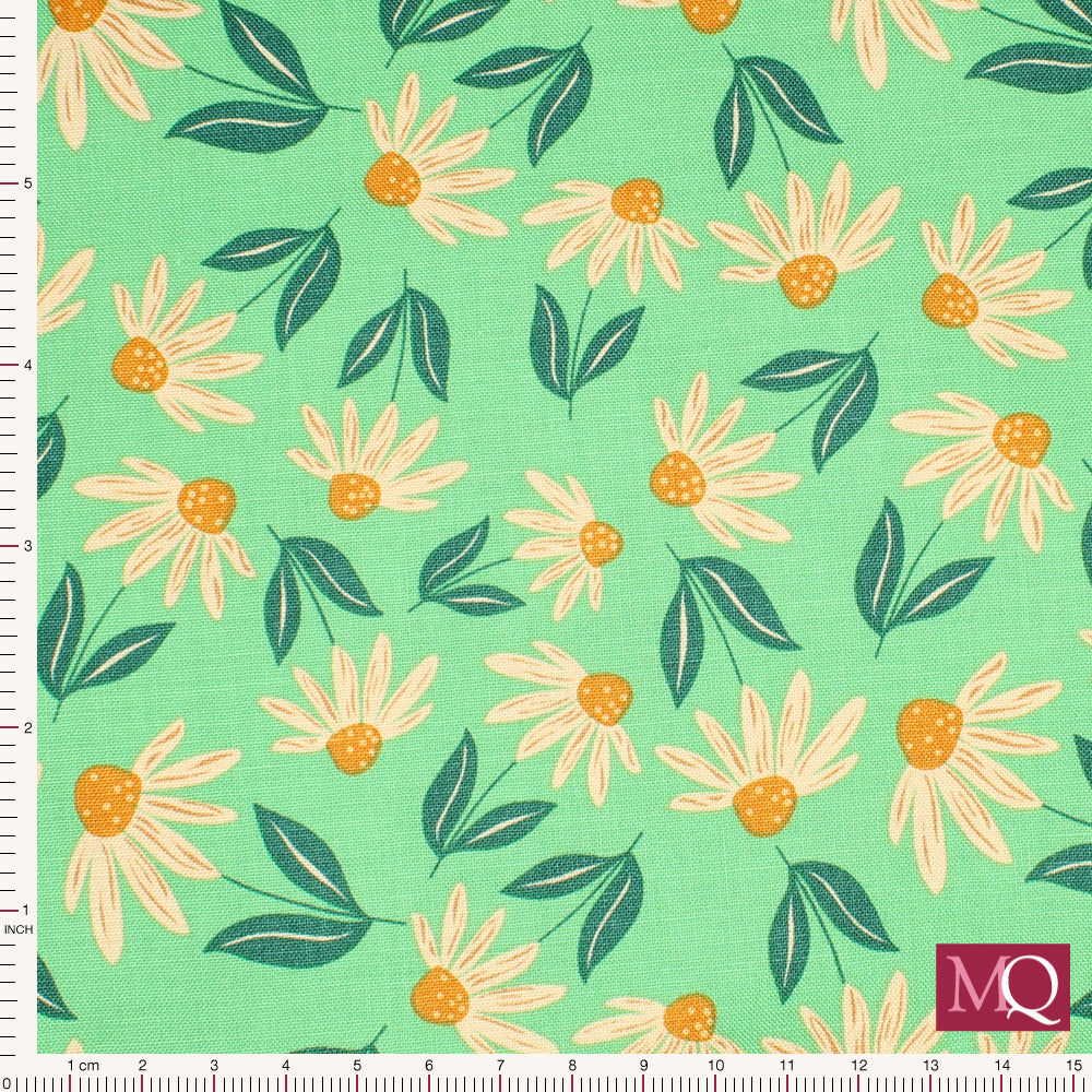 Calico Cowgirls by Lori Woods for Poppie Cotton - Big Sunnies Teal