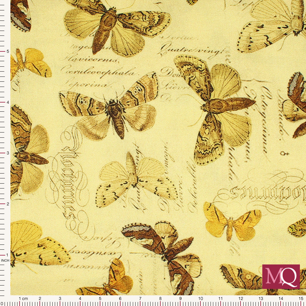 Eclectic Elements by Tim Holtz for Free Spirit -Yellow Specimen - Butterflies