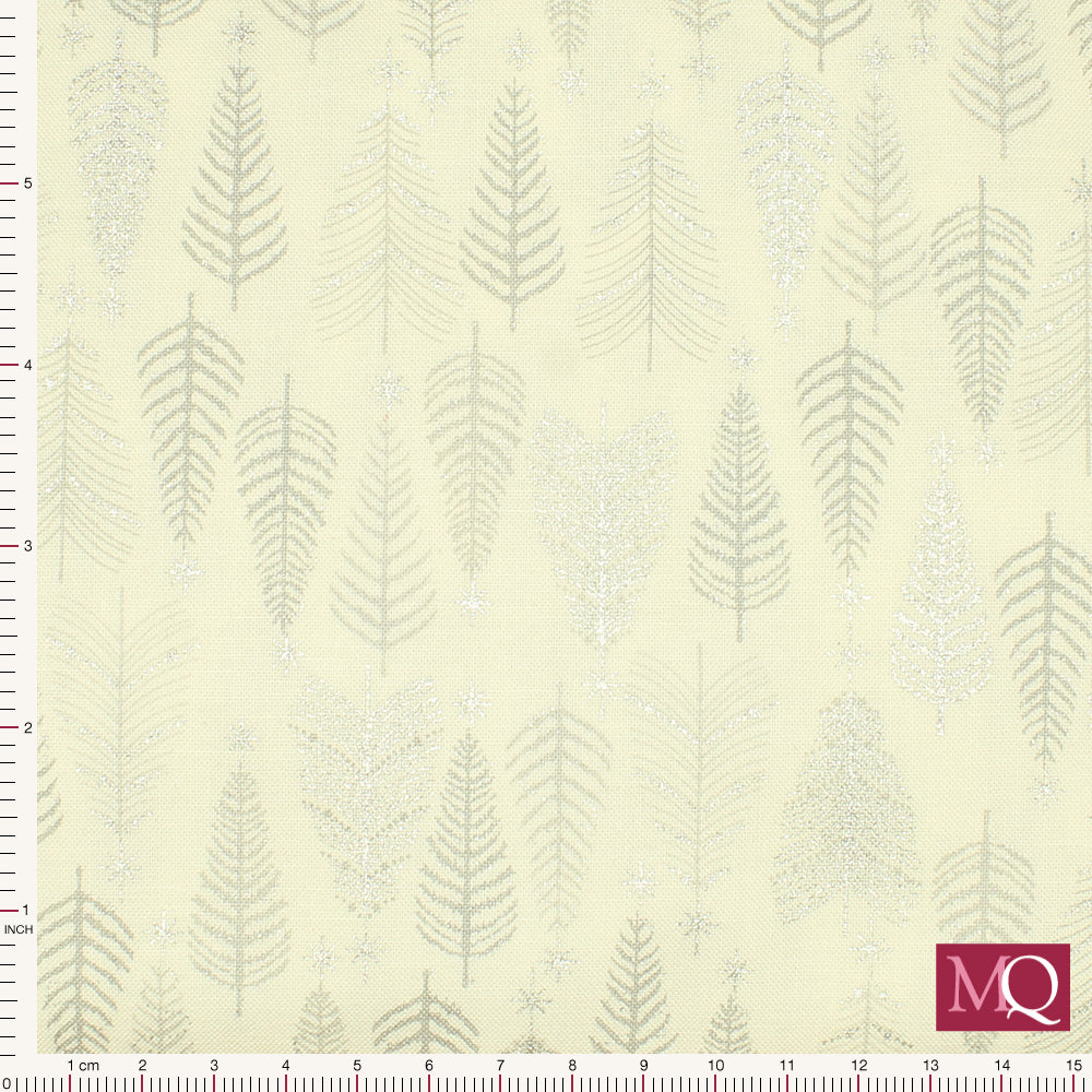 Star Glitter by Stof Trees with Silver Metallic