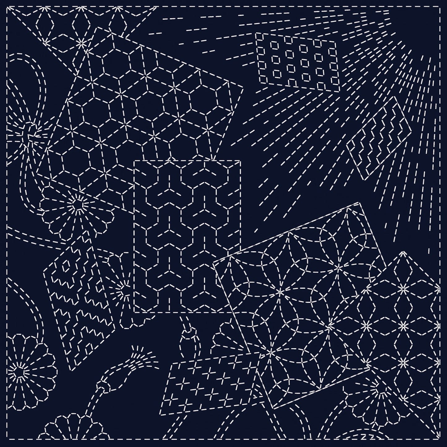 Sashiko Sampler KF2022-MK01 Navy Kaleidoscope