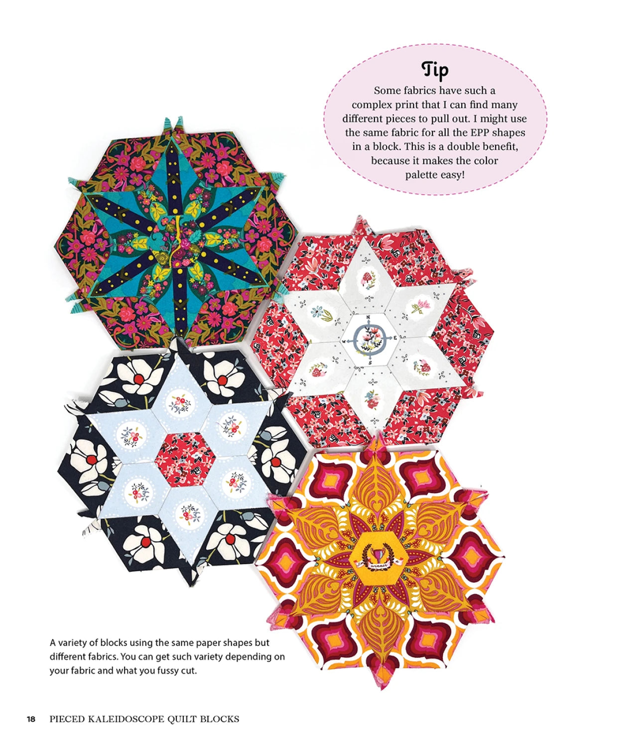 Pieced Kaleidoscope Quilt Blocks by Lydia Cheney