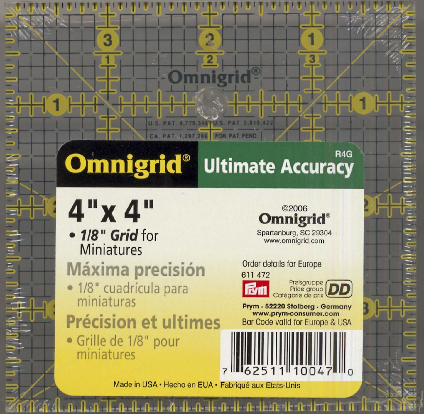 Omnigrid Ruler - 4" x 4" - R4G