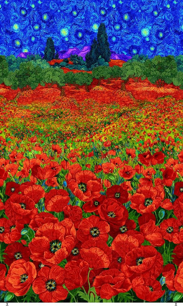Panel - Field Poppies by Chong-A Hwang for Timeless Treasures