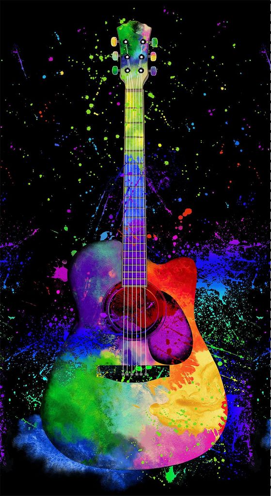 Panel - Painted Guitar by Timeless Treasures