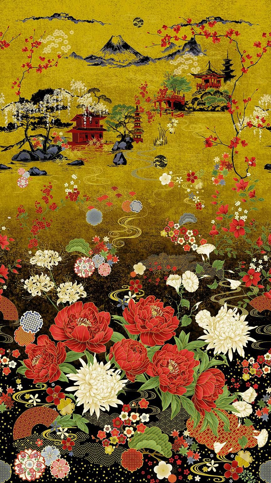 Panel - Lotus Garden by Chong-A Hwang for Timeless Treasures