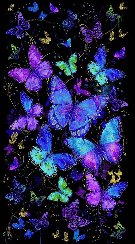 Panel - Evening Glow Butterfly Panel by Chong A Hwang for Timeless Treasures