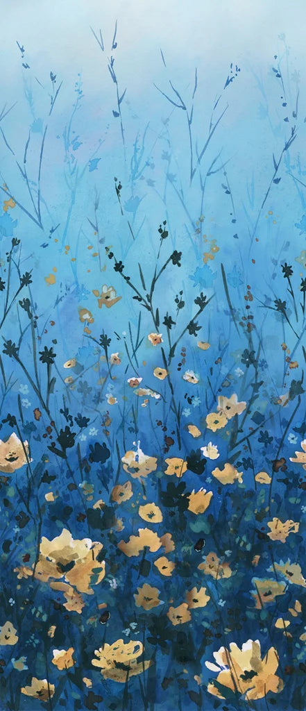 Behind Blue Eyesl by Funny Girl for Studio E - Reaching Floral - Peacock