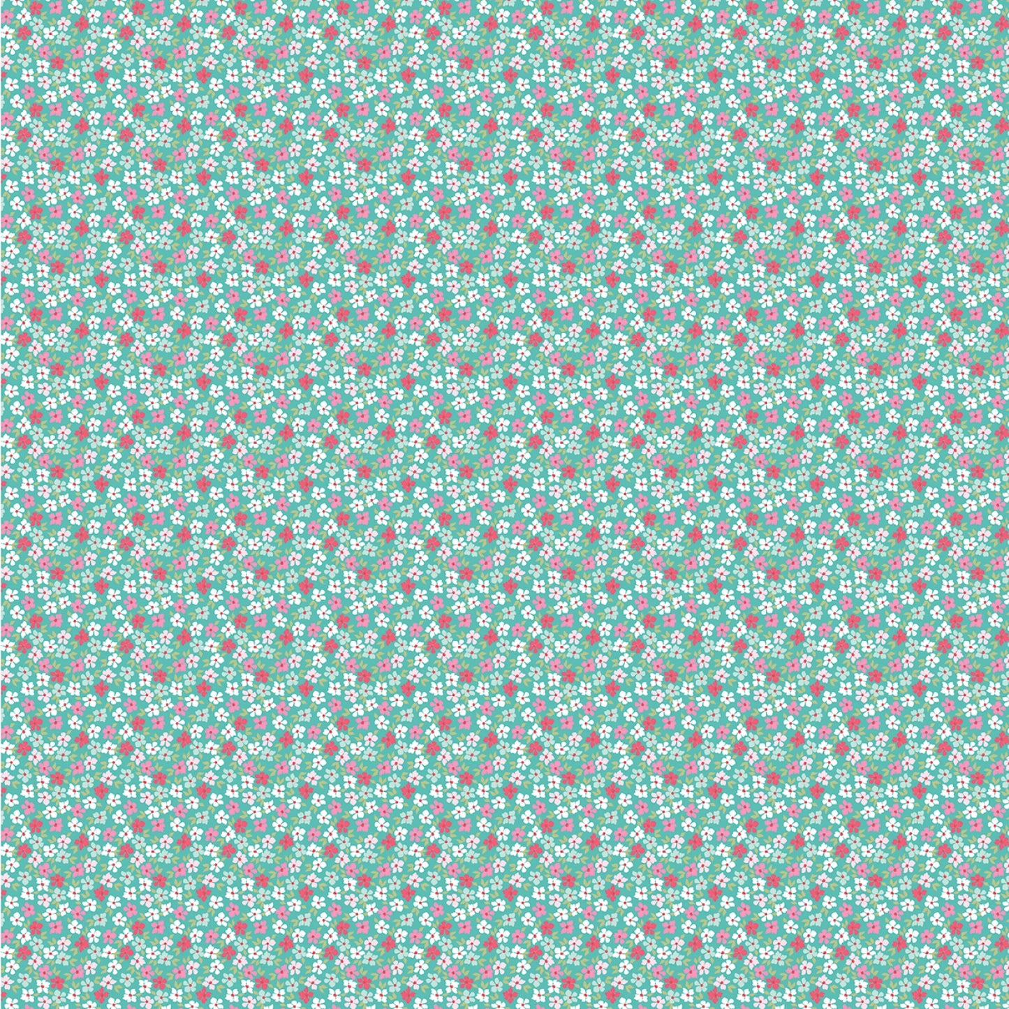 Smitten Chicken by Lori Woods for Poppie Cotton -Aqua Wild Phlox SN251108