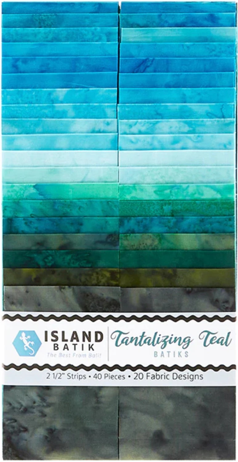 Island Batik - 2.5" strips x 40 -Tantalizing Teal
