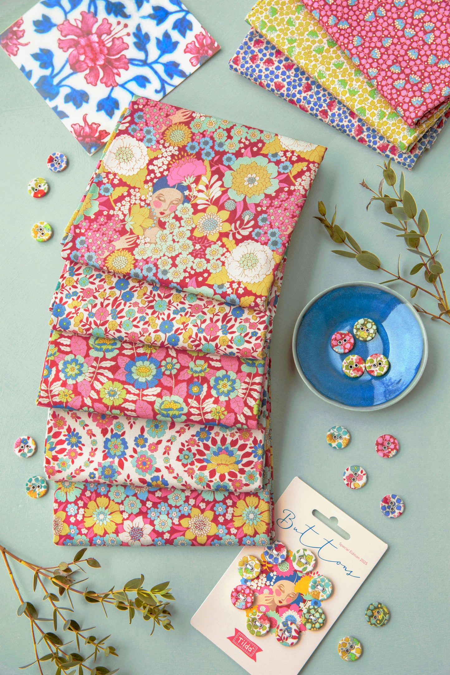 Fat Quarter Bundle - Tilda Wallflower Burgundy/Pink