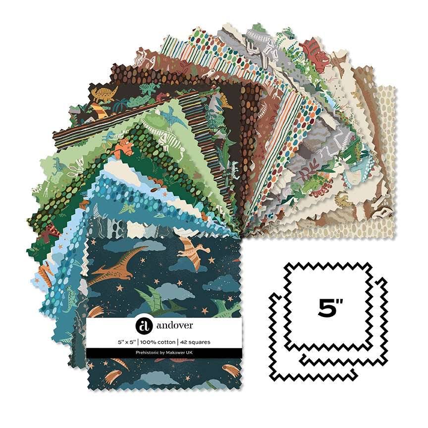 5" Charm Pack - Prehistoric by Makower