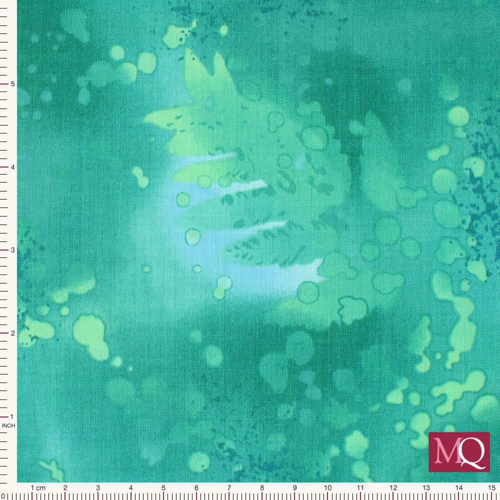 Cotton quilting fabric with turquoise wax resist effect in a bright turquoise colour