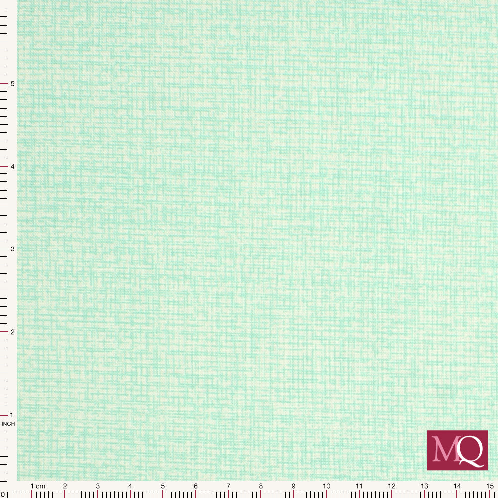 Cotton quilting fabric with light turquoise woven printed pattern
