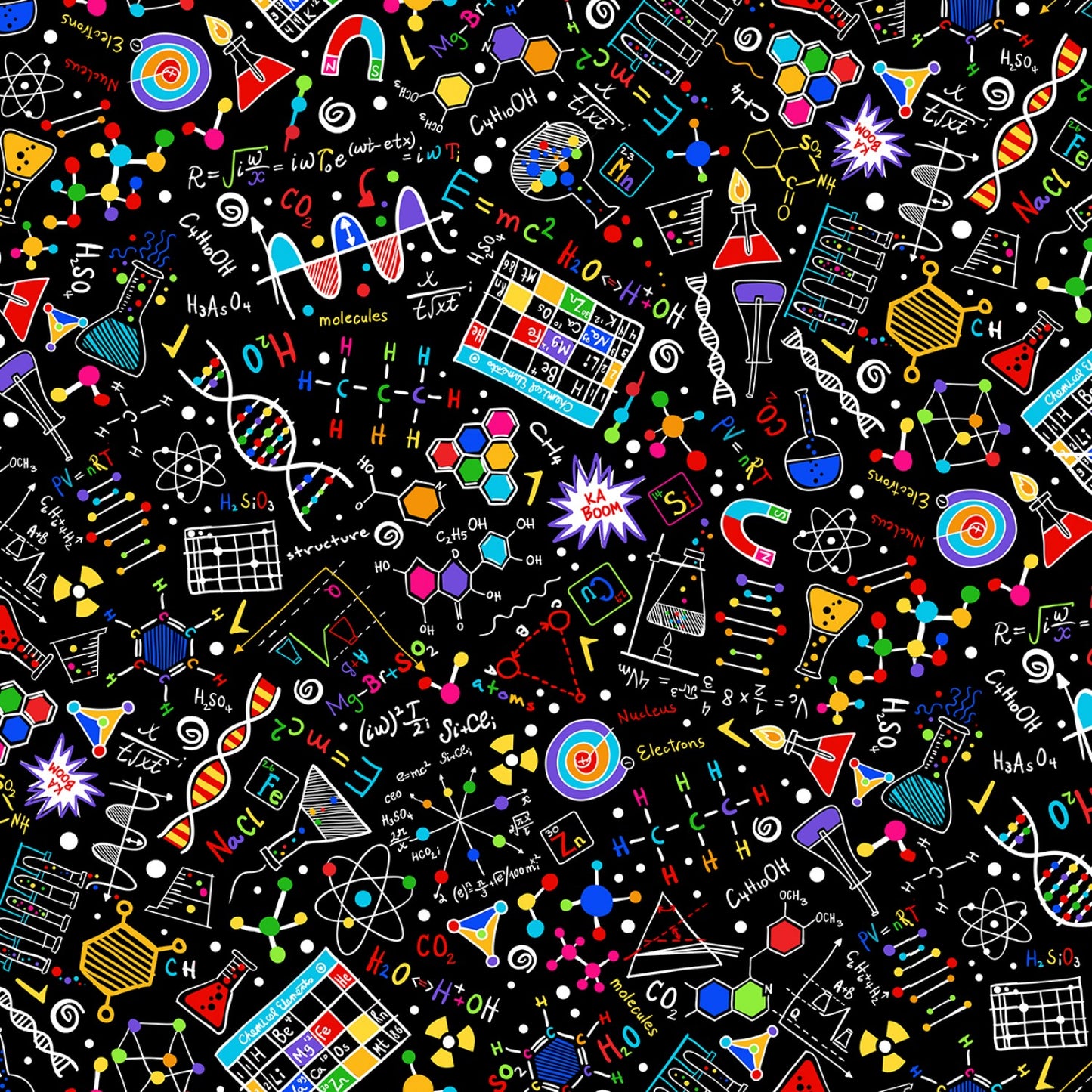 Math and Science by Gail Cadden for Timeless Treasures- Black Science # C8249-BLK