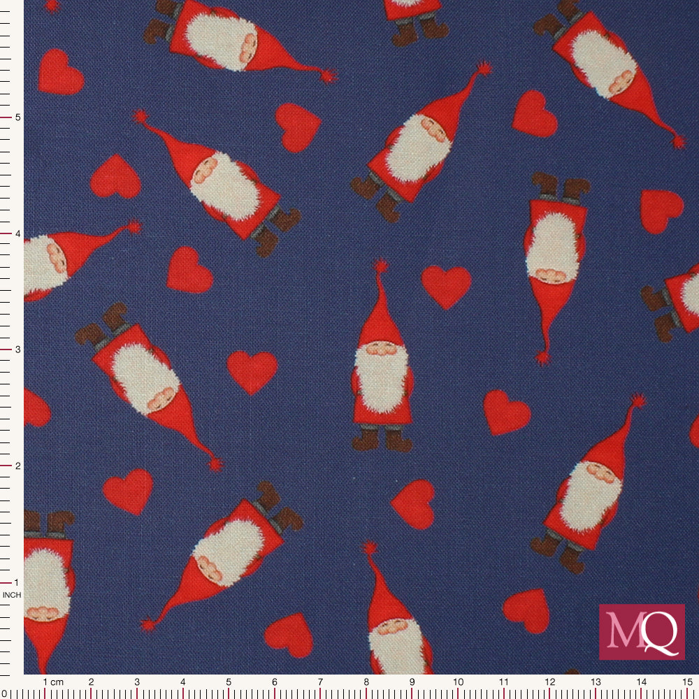 Tomtens Village by Lewis & Irene - Tomten & Hearts Dark Blue Remnant