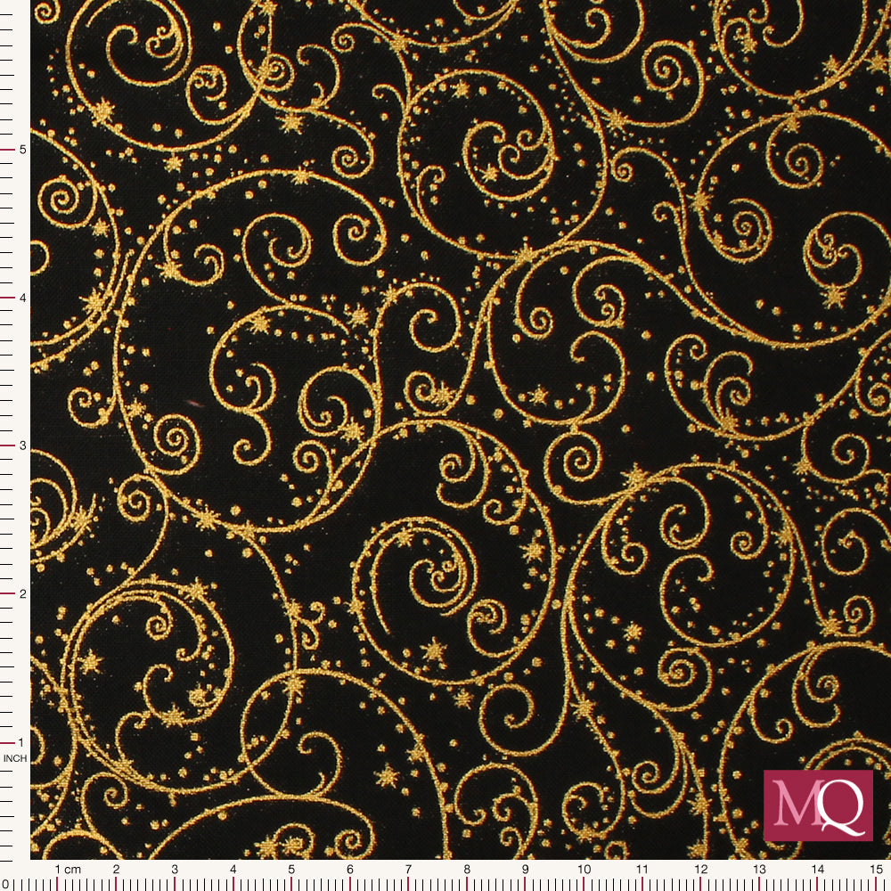 Holiday Flourish 14 by Robert Kaufman - Black 19924-2 £14/metre