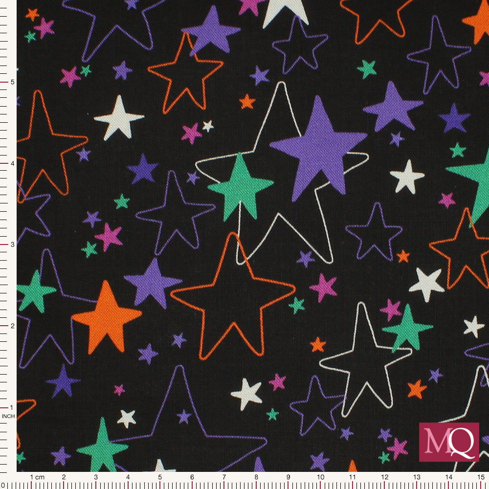 Spooktacular Gnomes by Andi Metz for Benartex - Spooktacular Stars Black Reduced NOW £10m