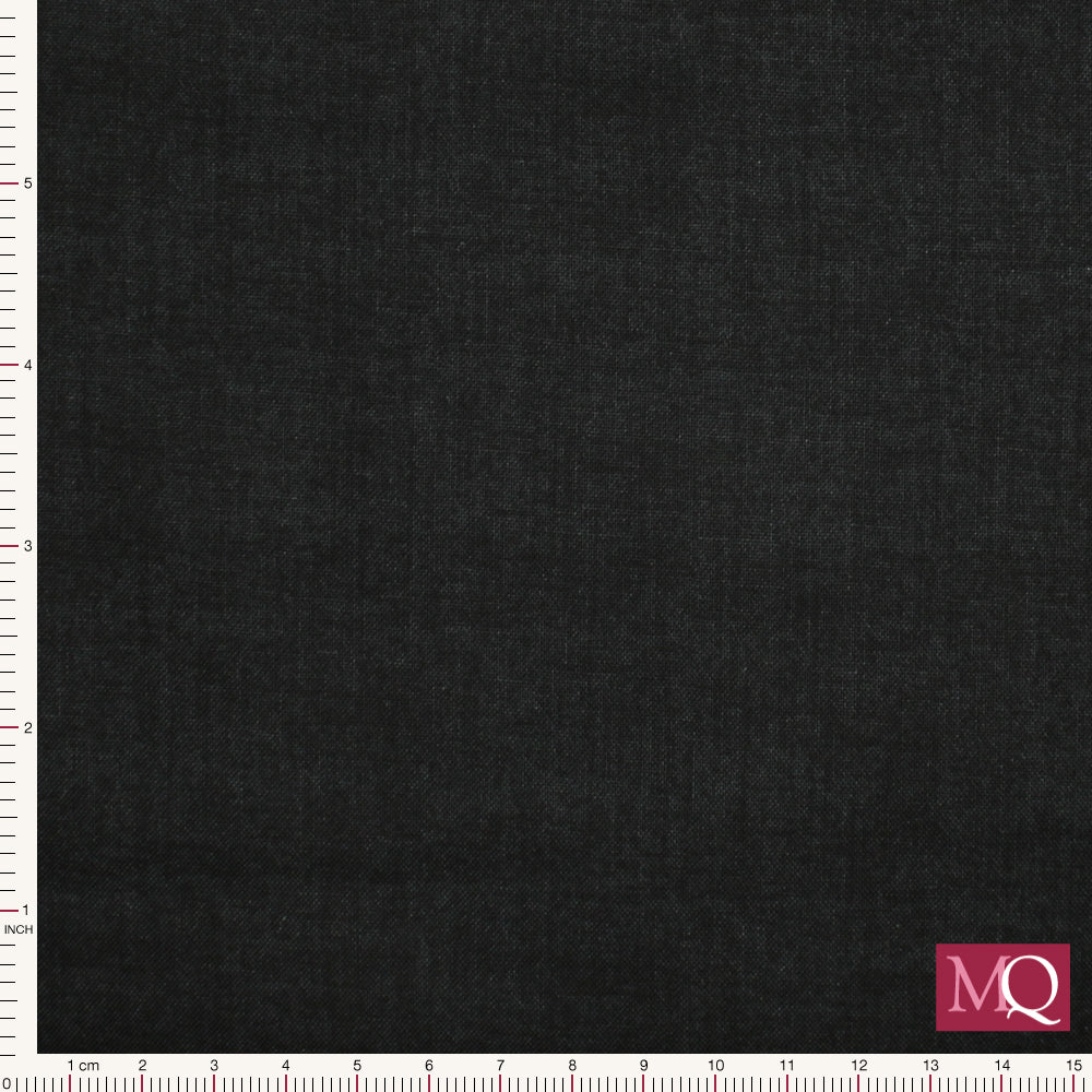 Cotton quilting fabric with tonal linen effect black print