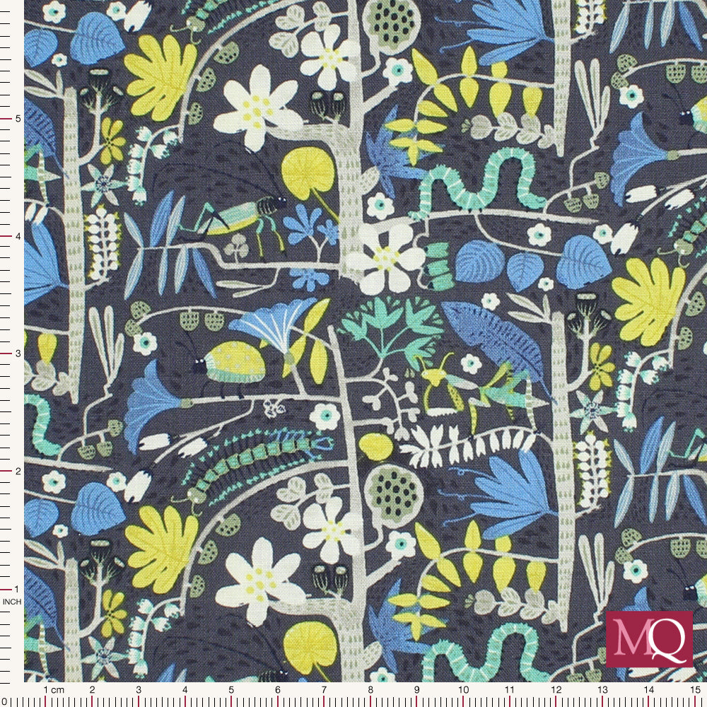 Jungle Jive by Asa Gilland for Clothworks Dark Denim REDUCED NOW £10m