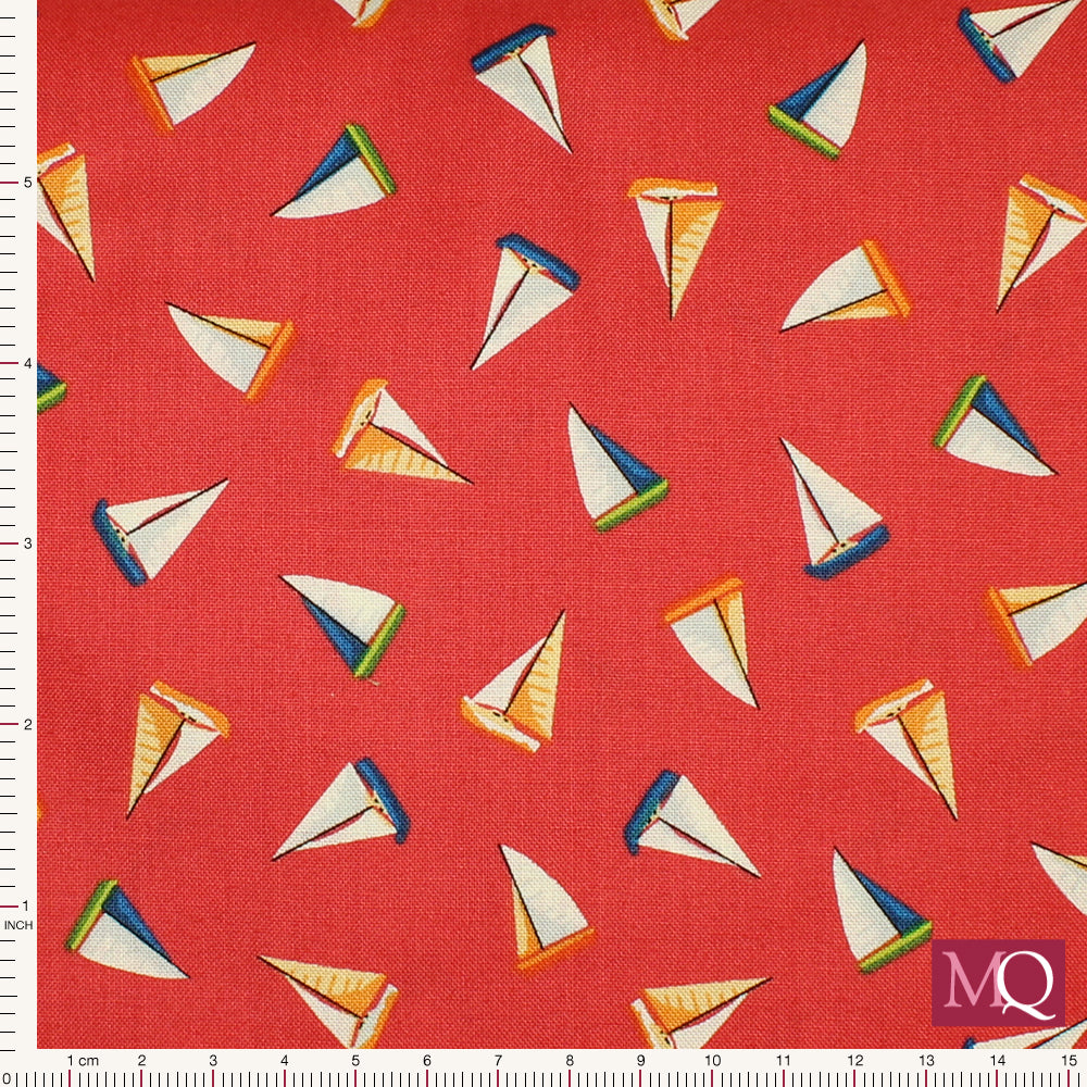 Beside the Sea by Makower - Mini Boats Red 2343-R - £12/metre
