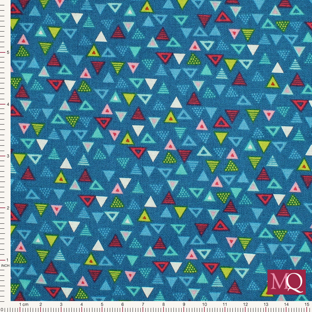 Pool Party by Makower Triangles - Blue Reduced NOW £10m
