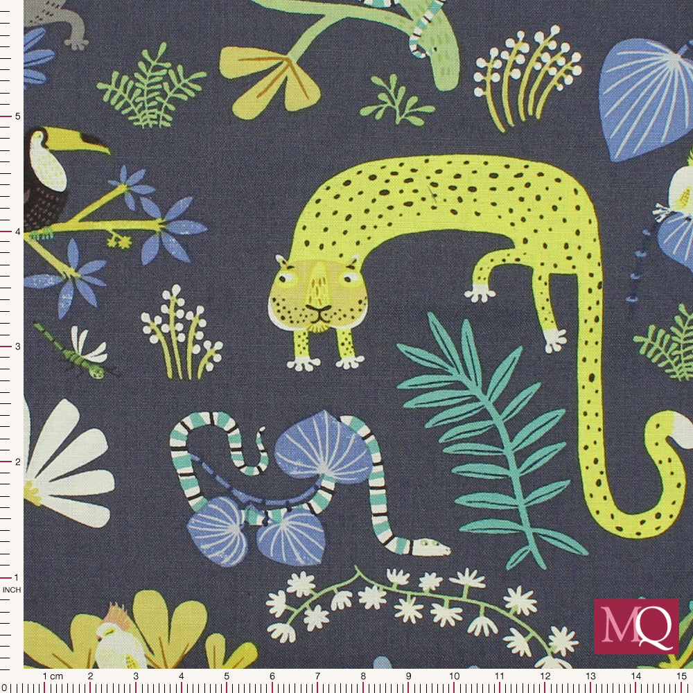 Jungle Jive by Clothworks Dark Denim Y3111-89 REDUCED NOW £10m