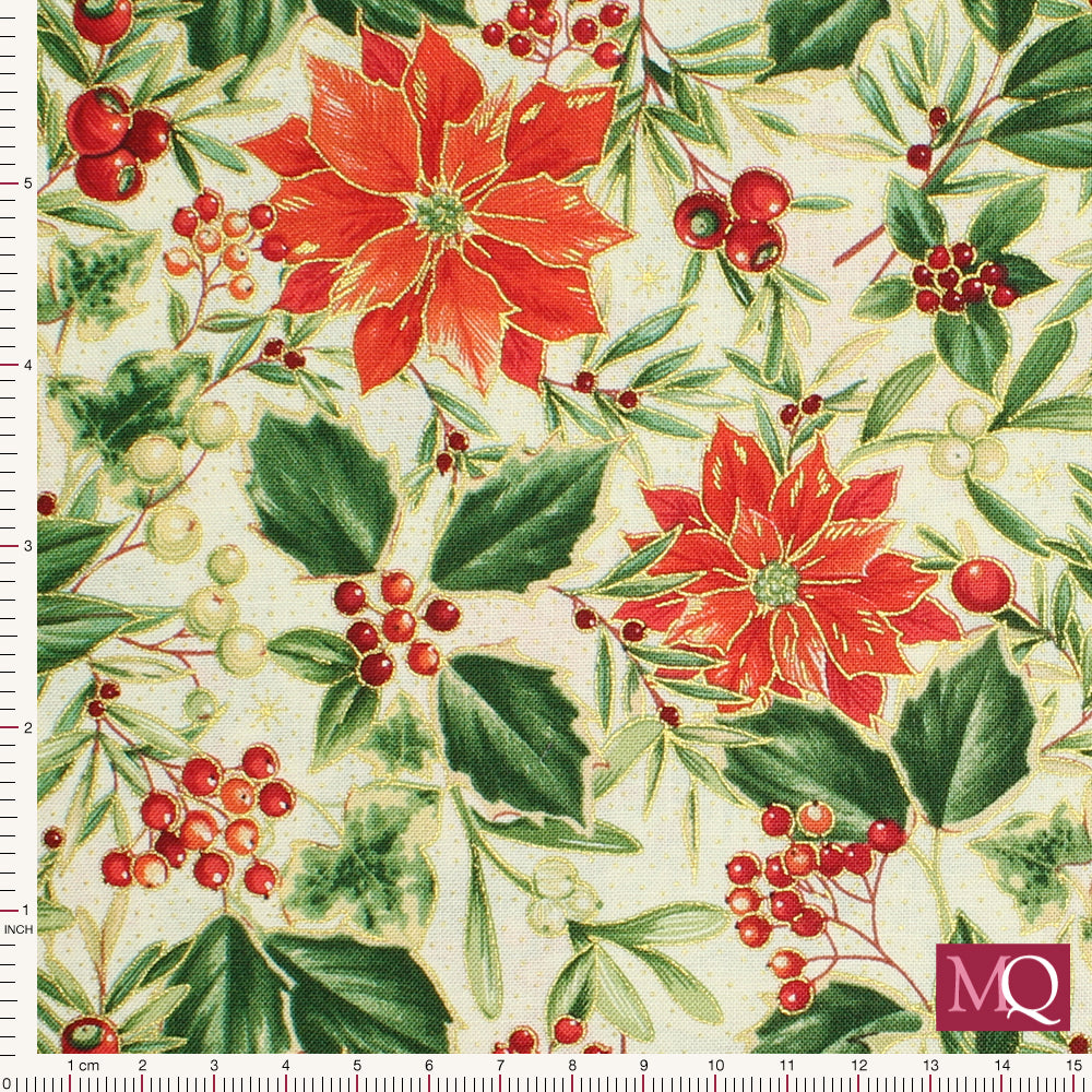 Christmas Festive Foliage 2022 by Makower - Poinsettia Red