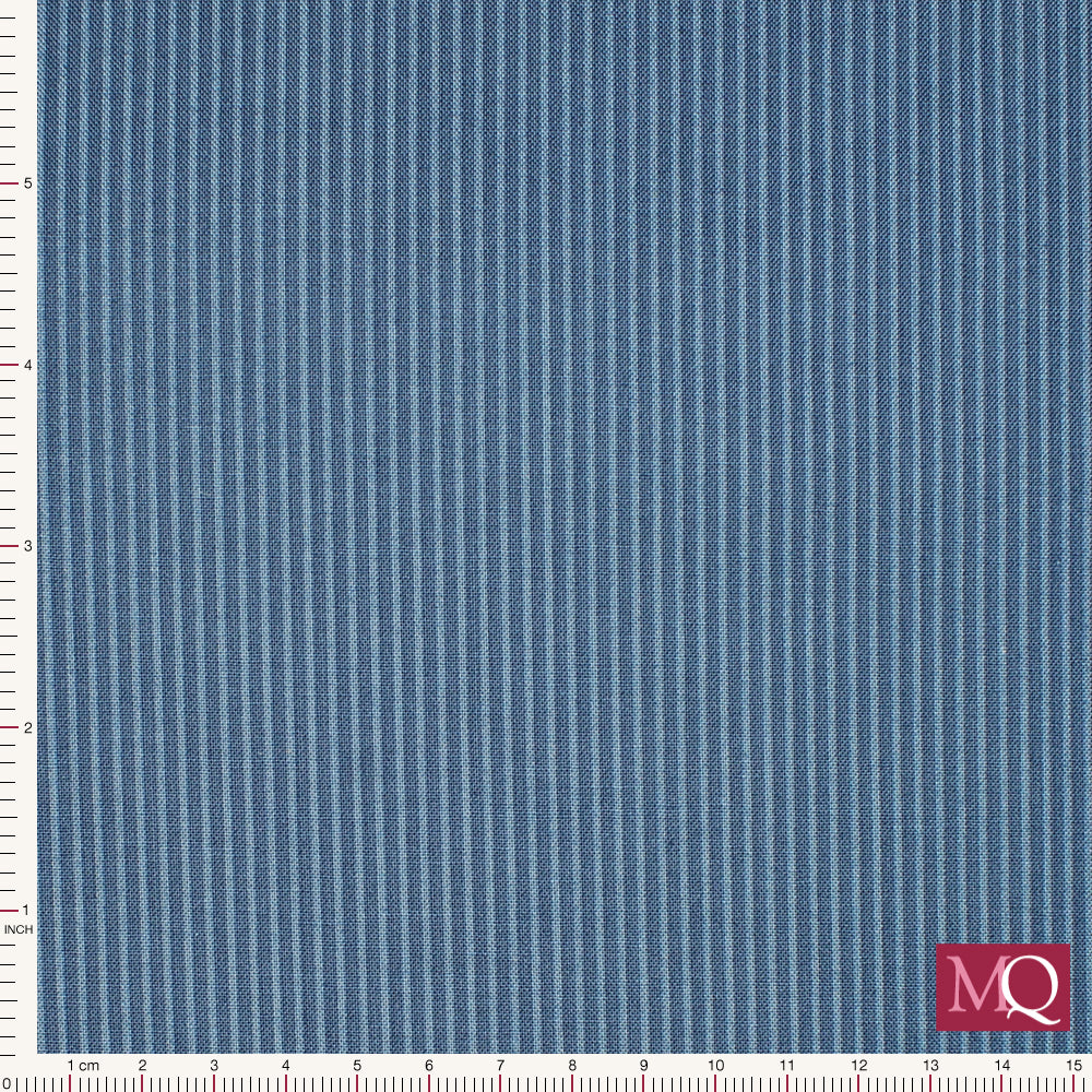 Cotton quilting fabric with delicate navy tonal stripes