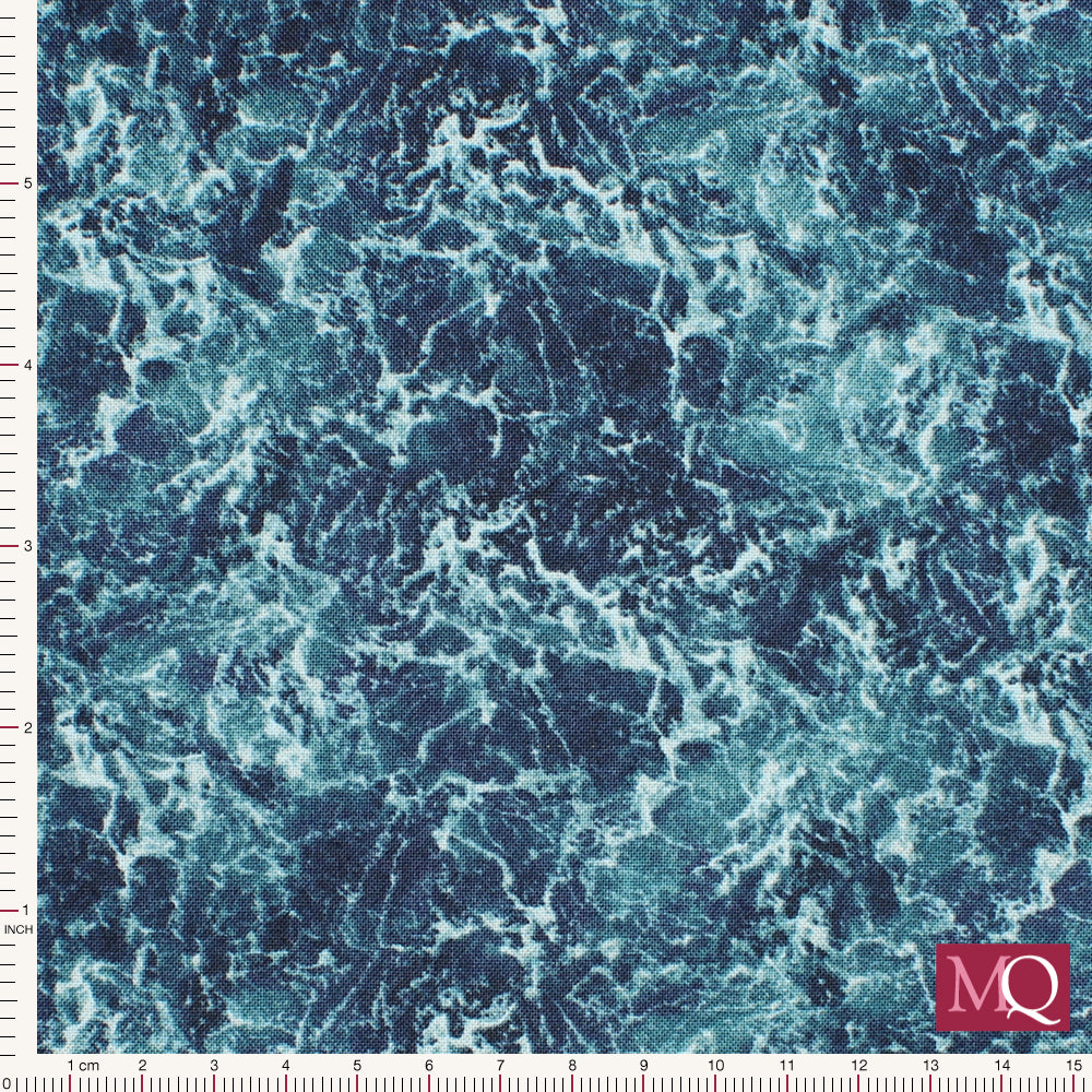 Cotton quilting fabric with abstract aerial seascape