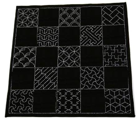 Sashiko Pre-printed Multi Pattern Cloth Traditional Designs Navy # SC-EM290 £15.00