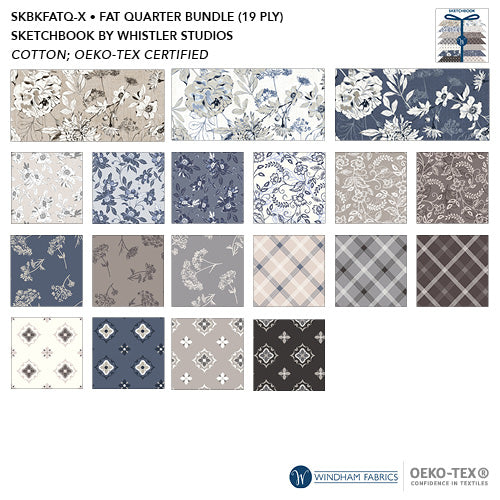 Fat Quarter Bundle - Sketchbook by Whistler Studios for Windham Fabrics - 19pcs