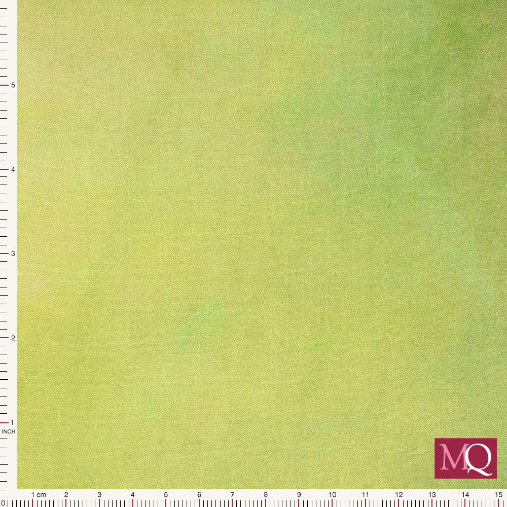Cotton quilting fabric with gradient from peach to moss green in painterly style