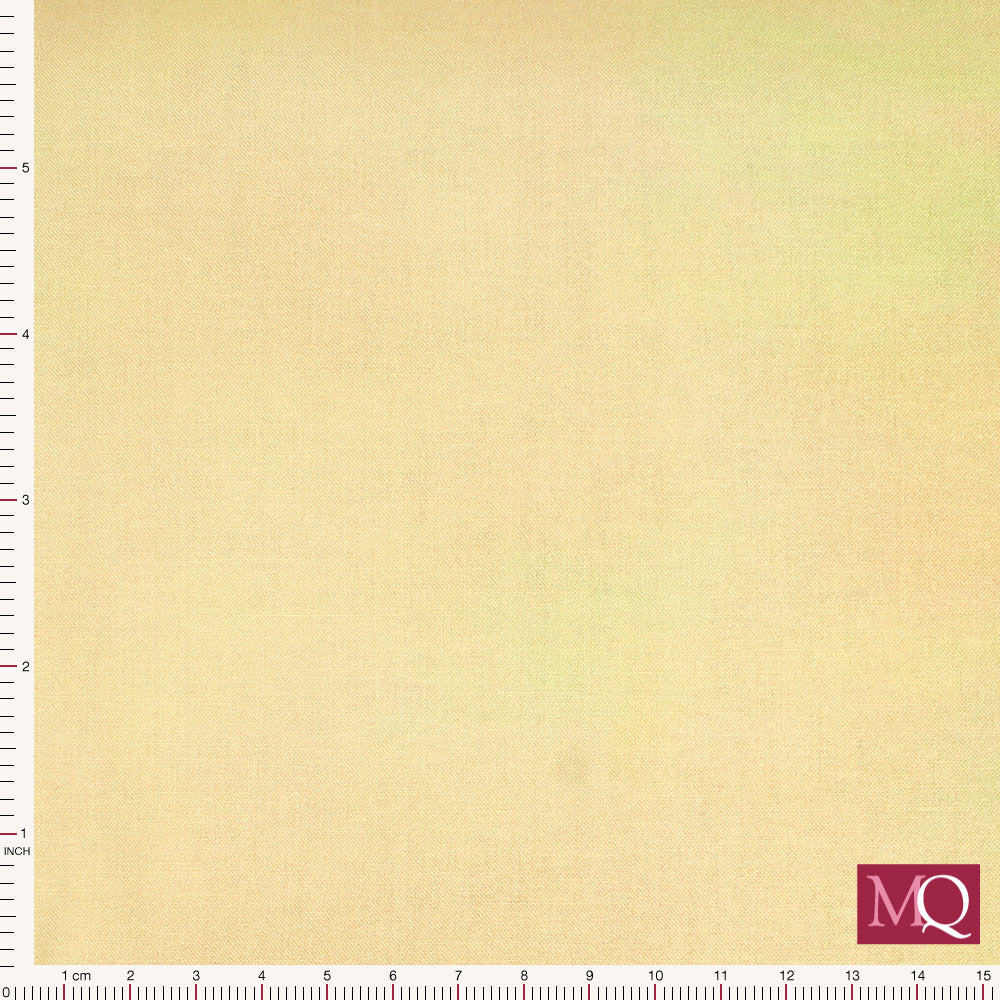Cotton quilting fabric with gradient from peach to moss green in painterly style