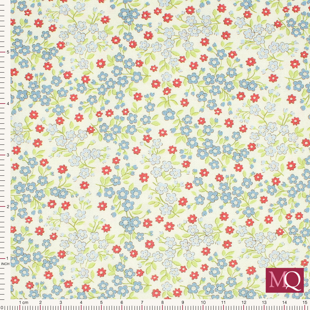 Sweet Liberty by Brenda Riddle for Moda - Flowers in Linen White