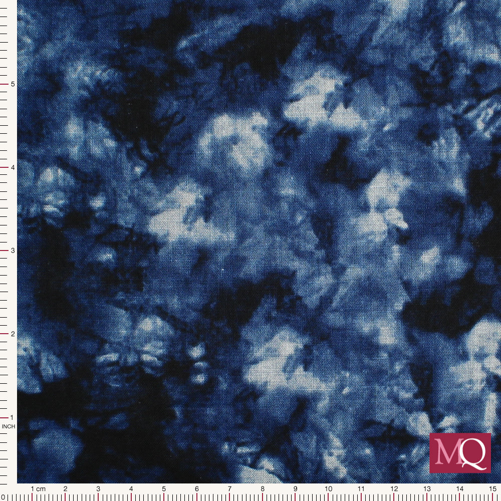Cotton quilting fabric in shibori tie dye 'scrunch' style