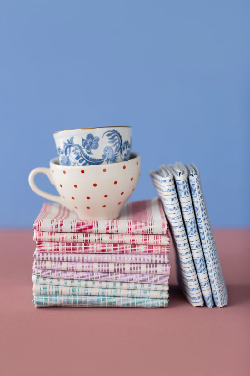 Fat Quarter Bundle - Tea Towel Basics from Tilda - Blue and Teal