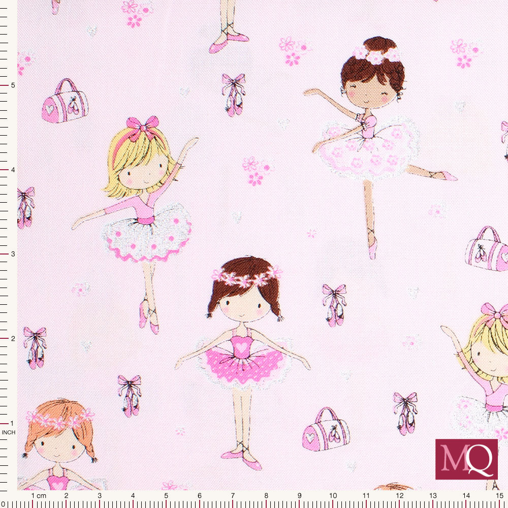 Glitter Ballerinas by Timeless Treasures - Fun-CM3817-Pink - £1.40/10cm