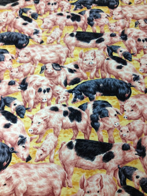 Animal Novelty fabric - Packed Pigs Reduced NOW £8m