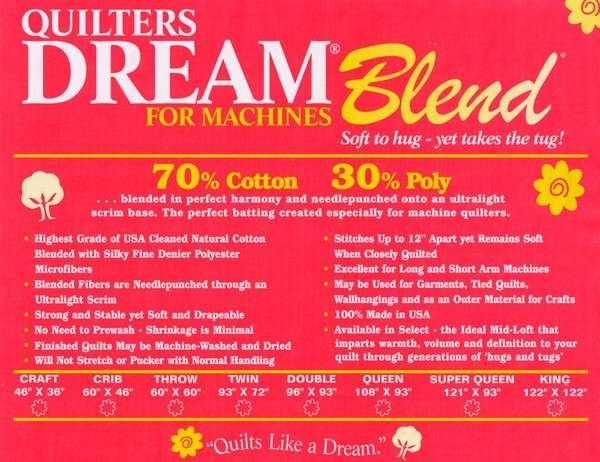 Dream Blend 70/30 Wadding - 120” Wide
