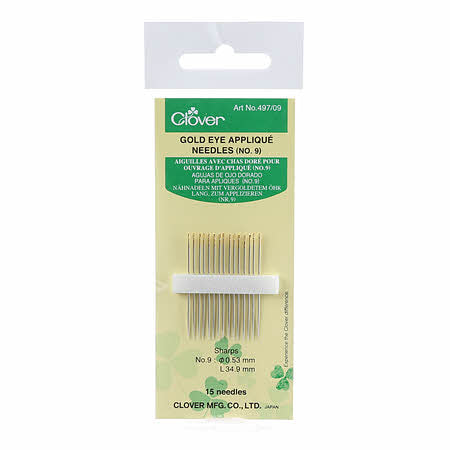 Clover Gold Eye Applique Needles No. 9 - 497-09