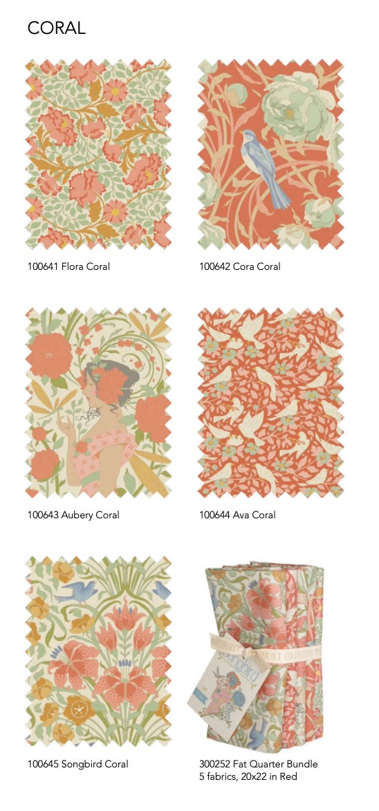 Fat Quarter Bundle - Tilda Songbird - Coral