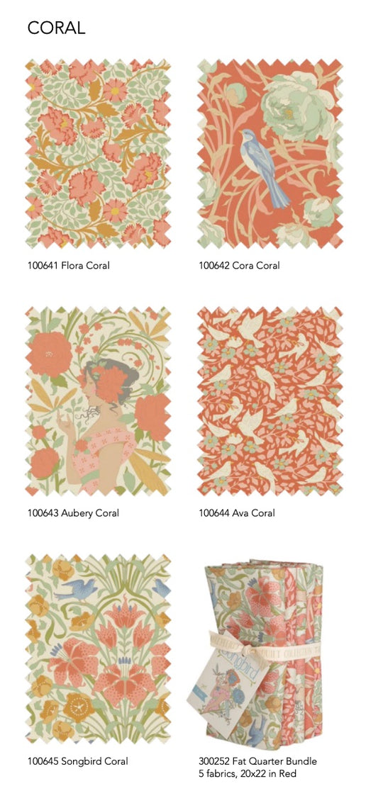 Fat Quarter Bundle - Tilda Songbird - Coral
