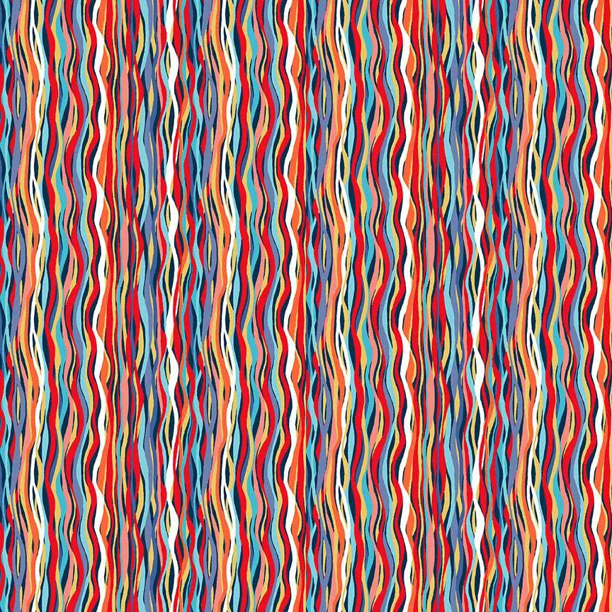 Deep Blue Sea by Makower -Wave Stripe